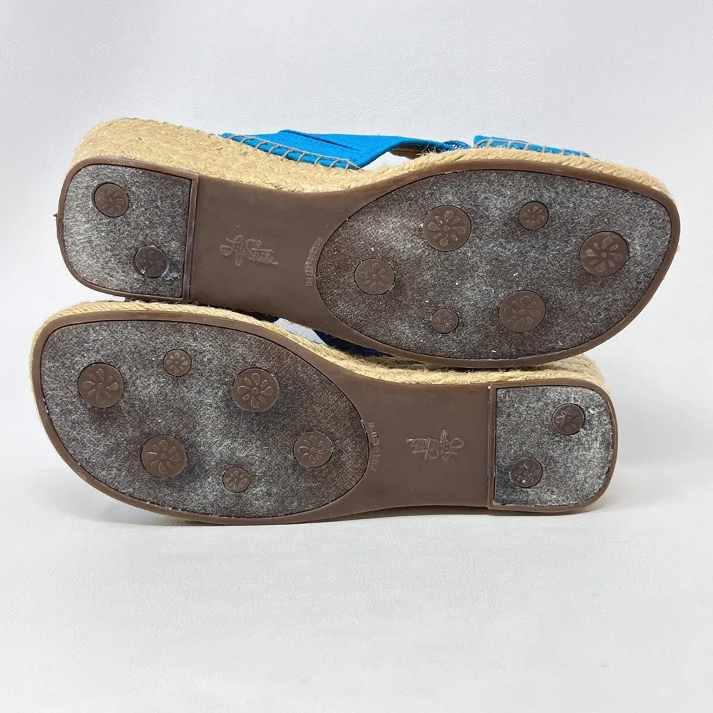 Lifestride Sunny Blue Aqua Flower Sandal Espadrille 8M Tropical Beach 3D Boho